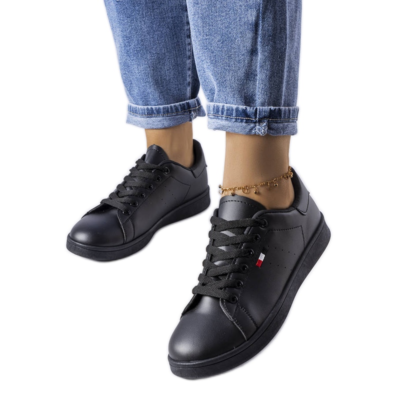 Tenisi Mothé negri din piele ecologică negru Tenisi Mothé negri din piele ecologică negru