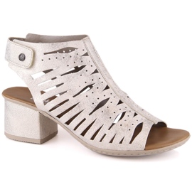 Sandale confortabile cu tocuri ajurate Rieker 64676-60 argint Sandale confortabile cu tocuri ajurate Rieker 64676-60 argint