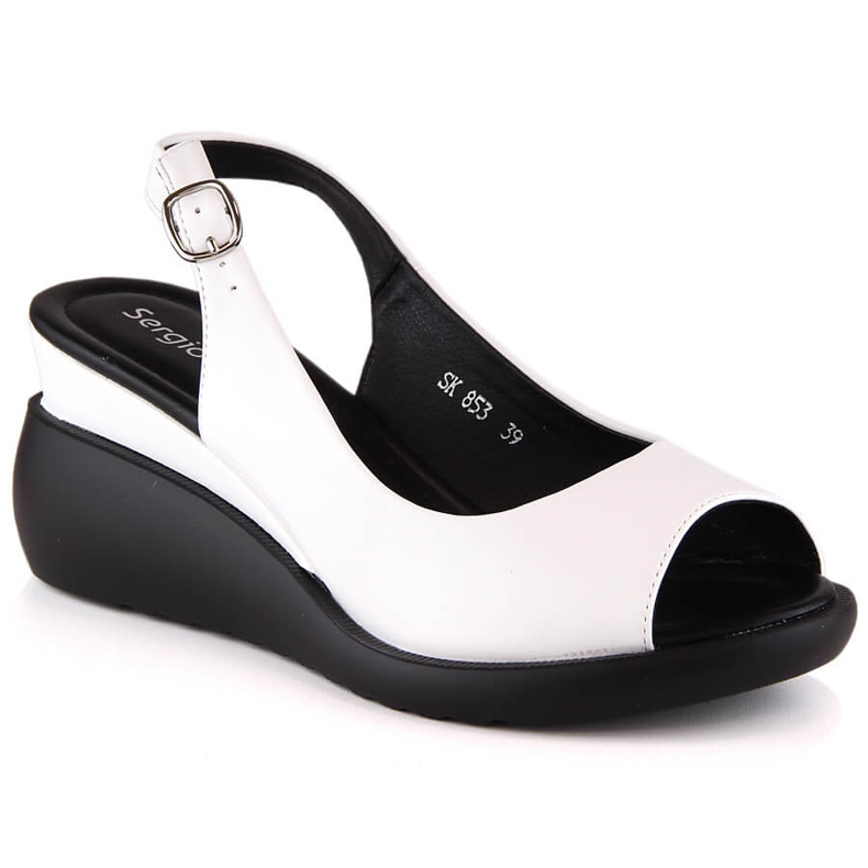 Sandale pentru femei pe Wedge Sergio Leone SK853 White alb Sandale pentru femei pe Wedge Sergio Leone SK853 White alb