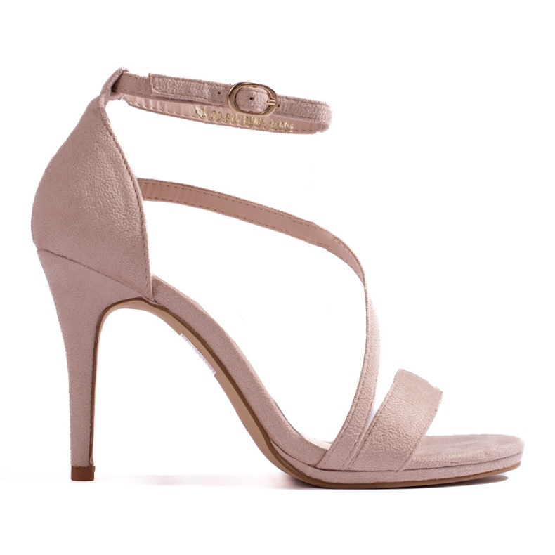 Sandale de dama bej pe toc inalt de la Shelovet