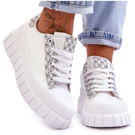 PG1 Pantofi de damă din piele cu platformă Alison alb