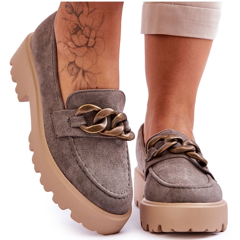 Mocasini de dama din piele intoarsa S.Barski HX52-222 gri