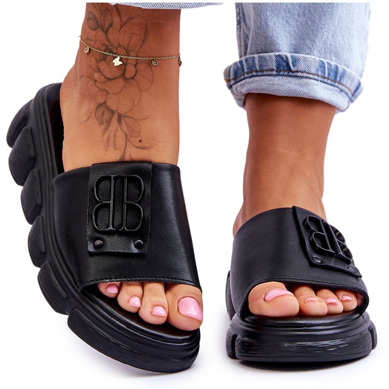 Vinceza Papuci De Dama Platforma Cu Decorat Negru Monroe