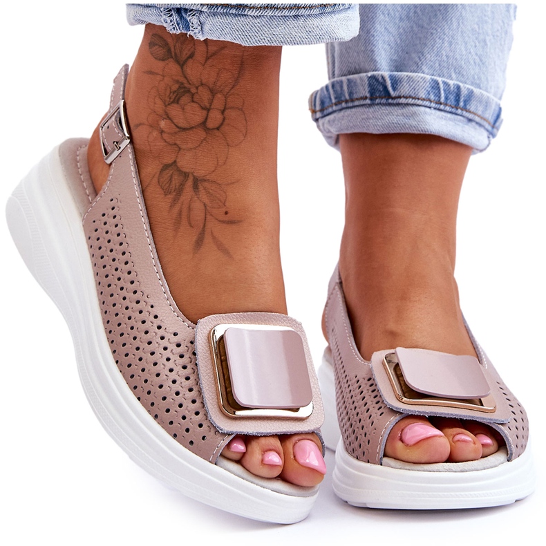 Sandale Piele Ajurata S.Barski BN291 Roz