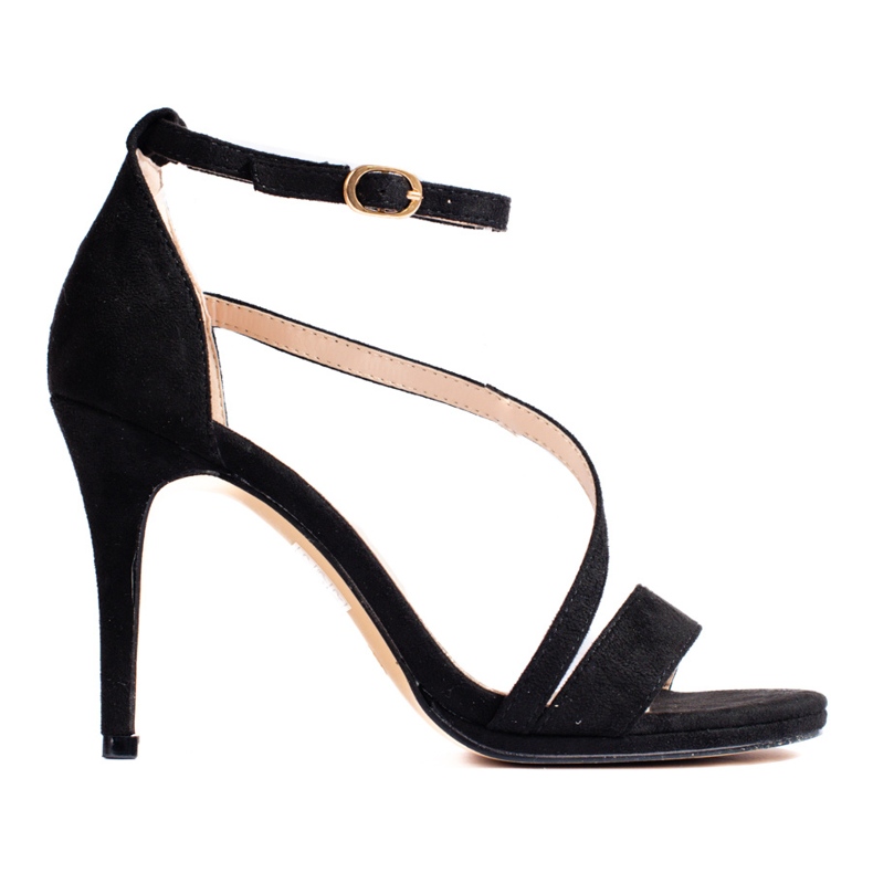 Sandale de damă Shelovet negre cu toc înalt negru