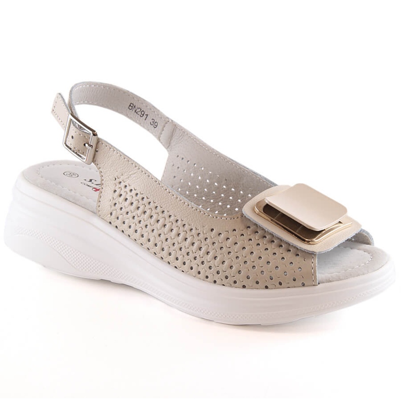 Sandale de damă confortabile din piele, bej S.Barski BN291 Sandale de damă confortabile din piele, bej S.Barski BN291