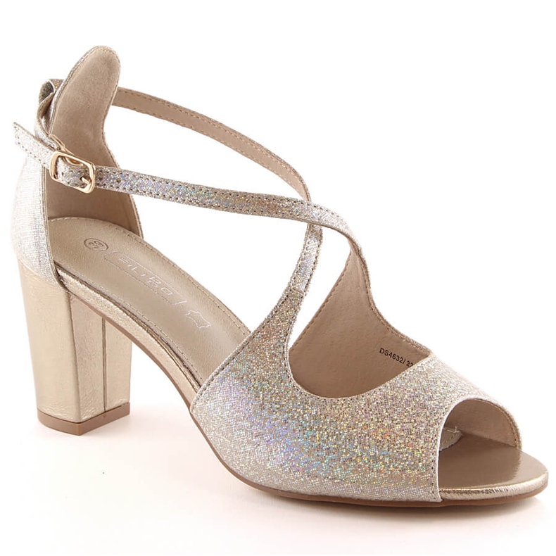 Sandale de damă elegante din brocart auriu pe post Filippo Ds 4632 de aur