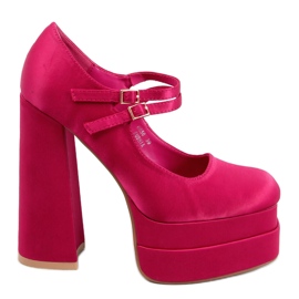 Pompe cu platformă din satin Prandi Fuchsia roz