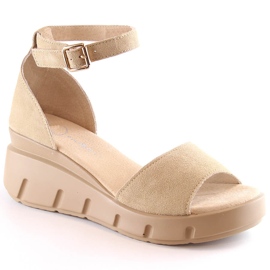 Sandale din piele intoarsa bej pentru femei Filippo DS4455