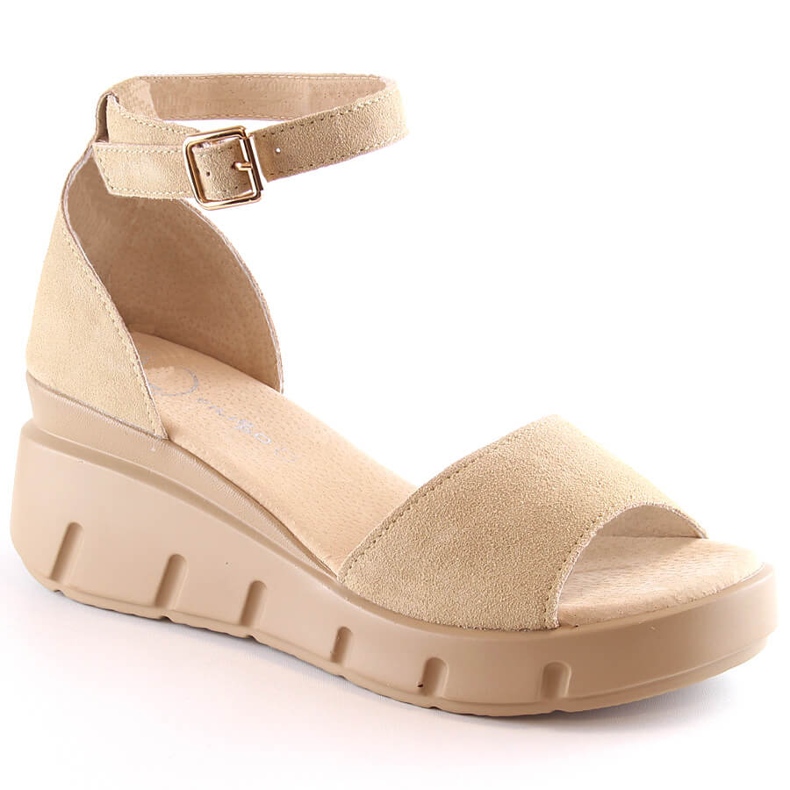 Sandale din piele intoarsa bej pentru femei Filippo DS4455