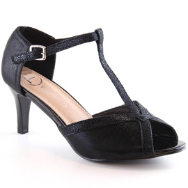 Sandale de dama cu toc negru Filippo DS1360