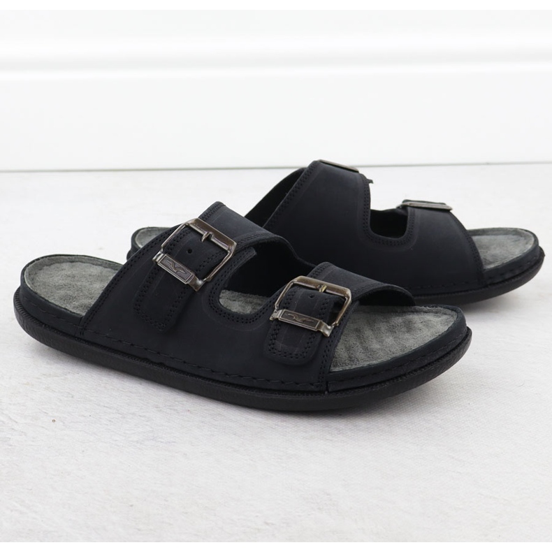 Papuci barbati confortabili din piele cu catarame negre T.Sokolski Fs M01 negru