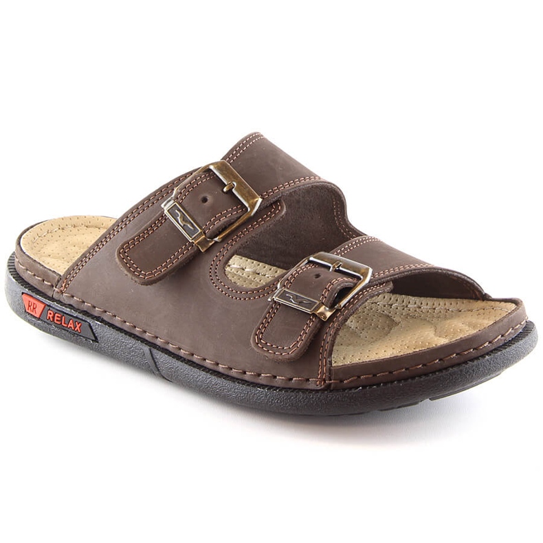 Clape pentru bărbați confortabile din piele cu catarame maro T.Sokolski Fs M01