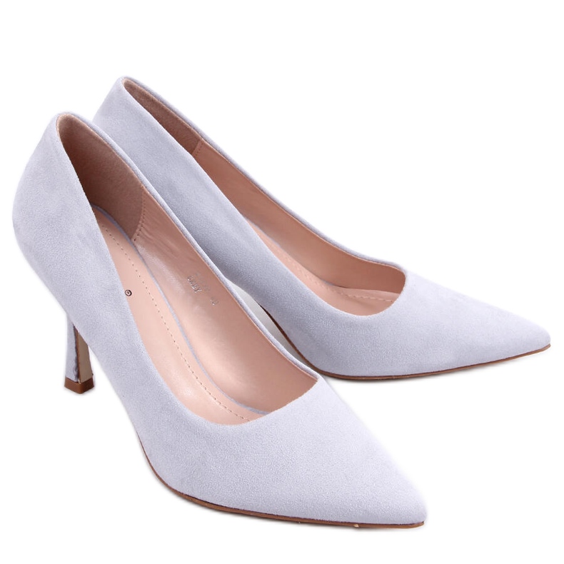 Stiletto dama din piele intoarsa Giorgia Grey gri