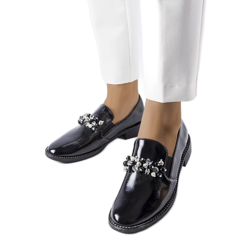 BM Pantofi lacuiti negri cu cristale de la Bonne negru