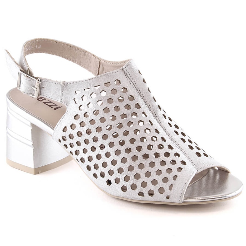 Sandale de damă cu toc argintiu ajurat Jezzi MR1954A-14