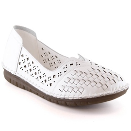 Pantofi albi ajurati de dama comozi din piele Filippo DP4541