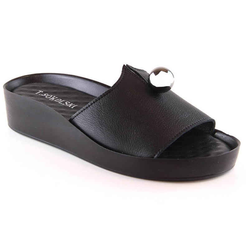 Papuci dama piele neagra T.Sokolski L22-312 negru