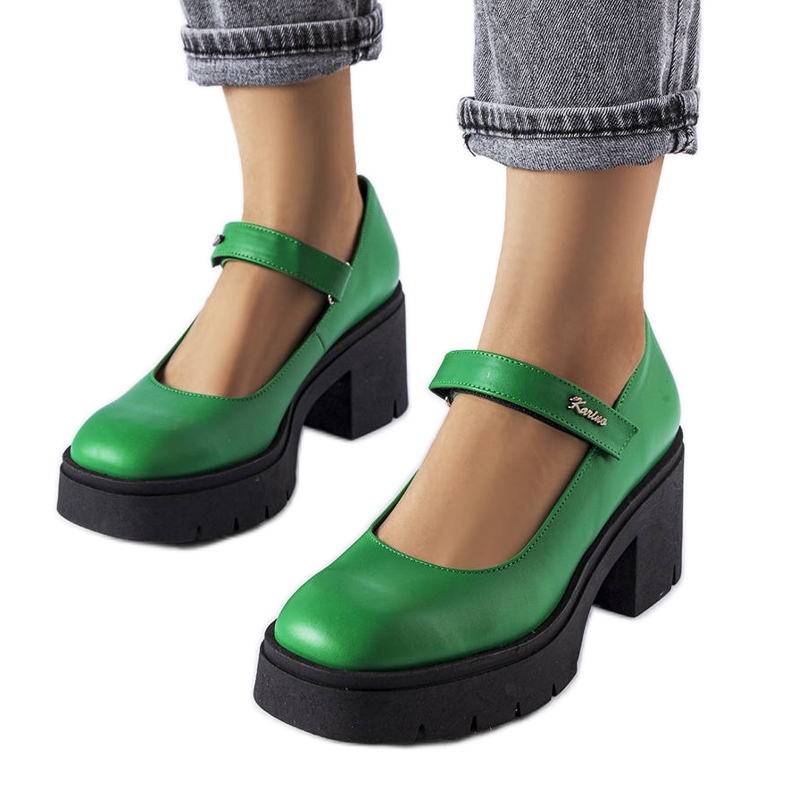 BM Pompi din piele verde de la Karino