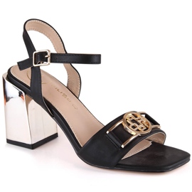 Sandale de dama cu toc negru oglinda Filippo Ds 4502 Sandale de dama cu toc negru oglinda Filippo Ds 4502