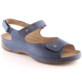 Sandale confortabile din piele pentru femei cu bretele velcro Helios 266-2 albastru Sandale confortabile din piele pentru femei cu bretele velcro Helios 266-2 albastru