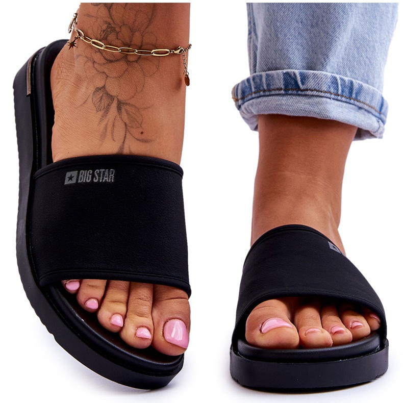 Papuci de damă cu platformă Big Star LL274930 Negru