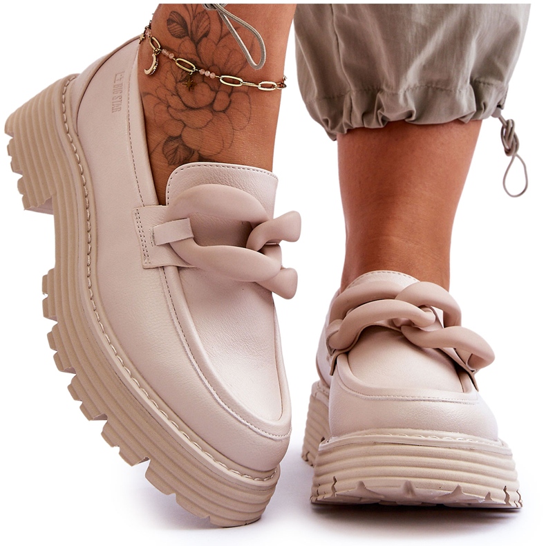 Mocasini din piele Pantofi Big Star LL274581 Bej Mocasini din piele Pantofi Big Star LL274581 Bej