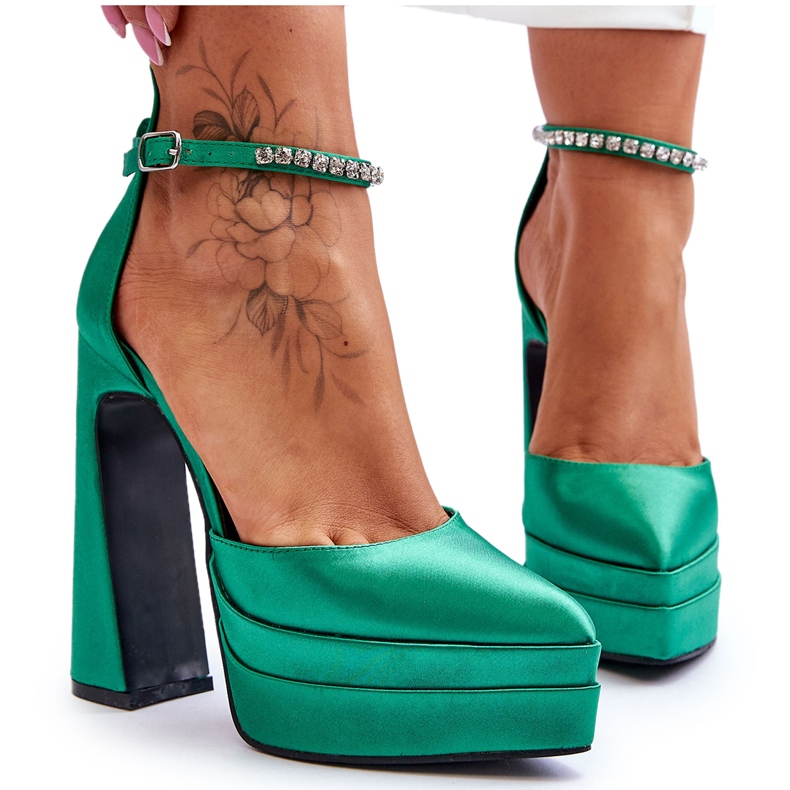 Pompe la modă Pe Toc Verde Santoro Pompe la modă Pe Toc Verde Santoro