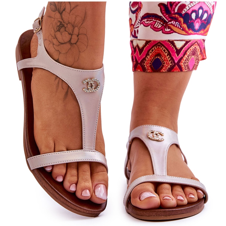 Sandale Plate Cu Decorat S.Barski KV-5541-45 Bej