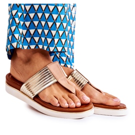 Flip-flops pentru femei pe platforma bej-auriu
