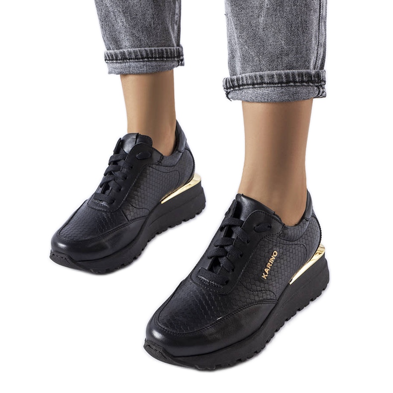 Tenisi Karino din piele neagra negru