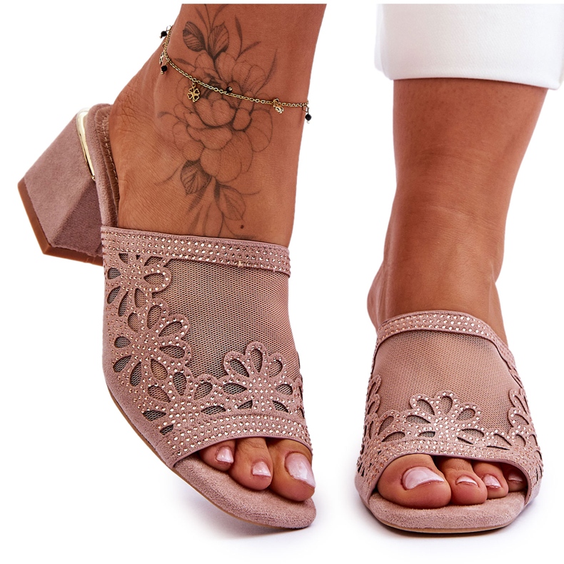 Papuci Cu Toc Cu Mesh S.Barski KV-612-1 Nud bej