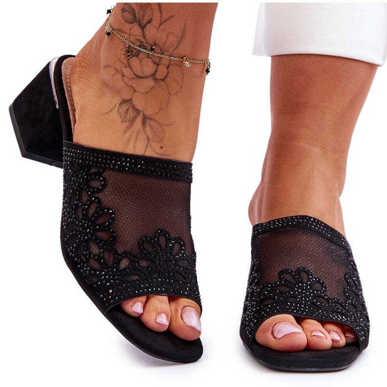 Papuci Cu Toc Cu Mesh S.Barski KV-612-1 Negru