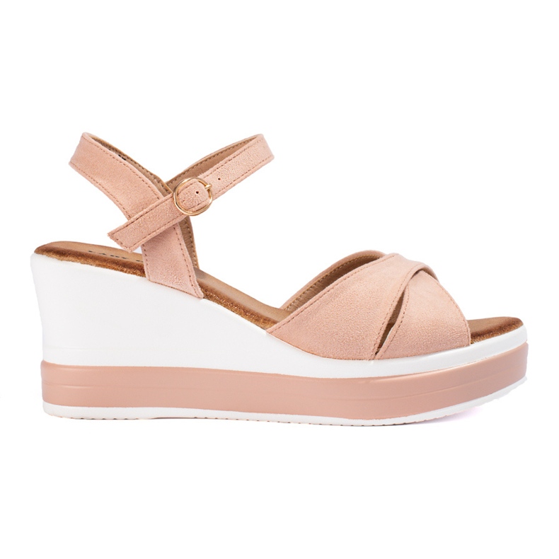 Sandale de damă din piele intoarsa roz Shelovet