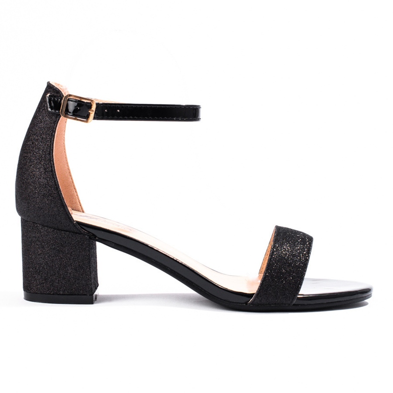 Sandale de damă Shelovet negre cu toc mic negru