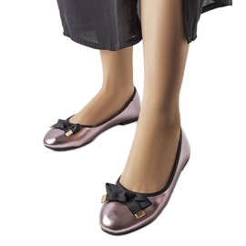 Balerini argintii metalici cu fundita Boro