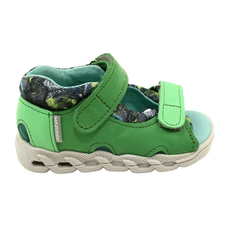 Sandale din piele pentru copii pentru Velcro Mazurek 1363 Green verde