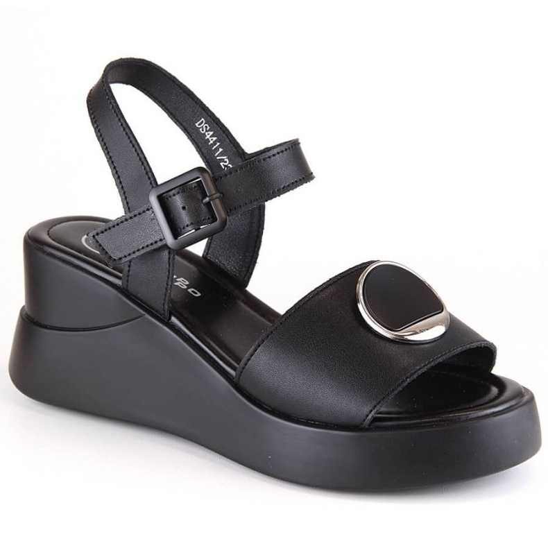 Sandale cu pană din piele Filippo W DS4411 negre negru