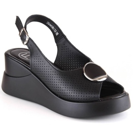 Sandale cu pană din piele Filippo W DS4406 negre negru Sandale cu pană din piele Filippo W DS4406 negre negru