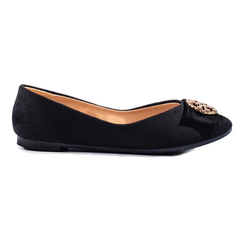 W. Potocki Balerini de piele intoarsa neagra cu decor de la Potocki negru