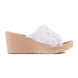 W. Potocki Papuci papuci dama cu centura ajurata, Potocki alb W. Potocki Papuci papuci dama cu centura ajurata, Potocki alb