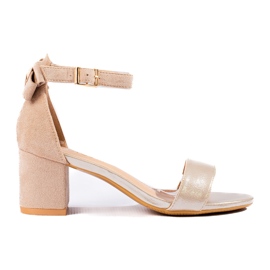 W. Potocki Sandale bej și auriu cu fundă de la Potocki W. Potocki Sandale bej și auriu cu fundă de la Potocki