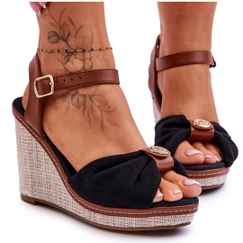Sandale cu pană de damă cu decor Candice neagră negru Sandale cu pană de damă cu decor Candice neagră negru