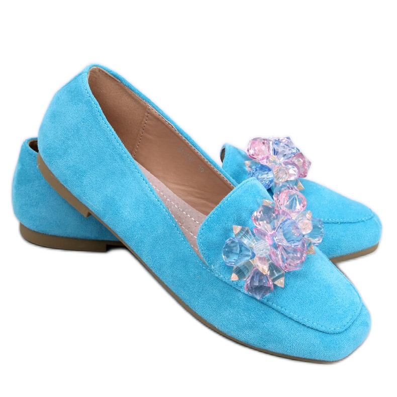 Mocasini Deley Blue cu margele albastru