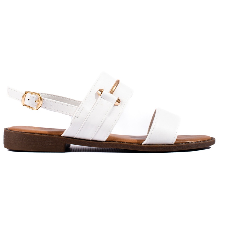 W. Potocki Sandale de dama albe cu decor auriu de la Potocki W. Potocki Sandale de dama albe cu decor auriu de la Potocki