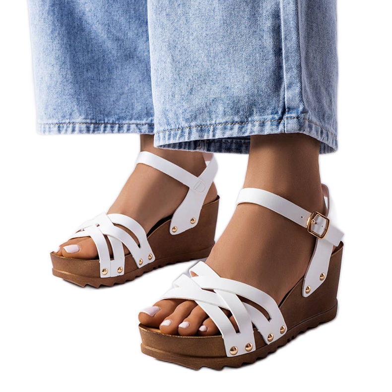 BM Sandale cu pană albe de la Audric