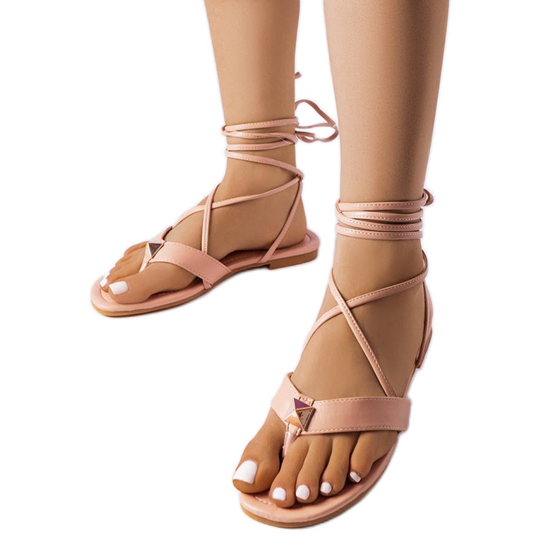 Sandale roz cu șireturi de la Marleau