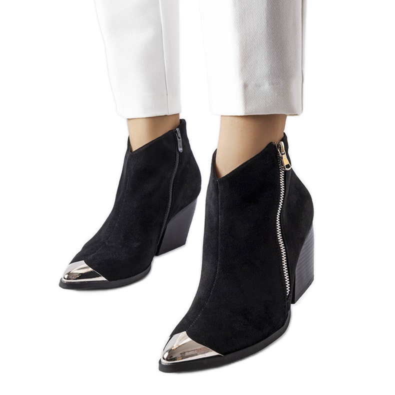 Cizme de cowboy negre cu vârf din metal de la Vergne negru