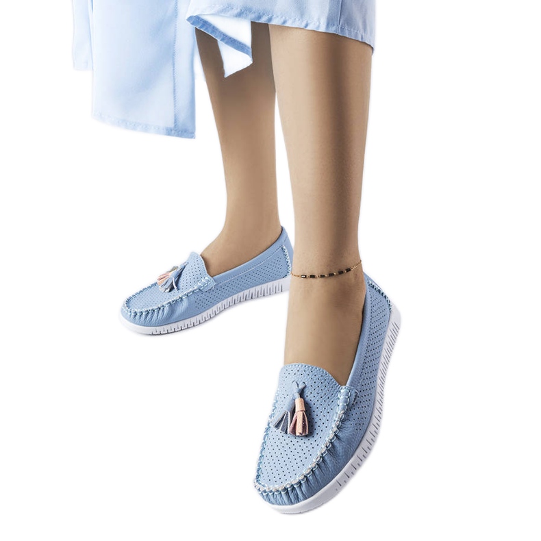 Mocasini Maryville din piele albastra albastru