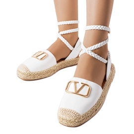 Espadrile albe părinte cu șireturi Espadrile albe părinte cu șireturi